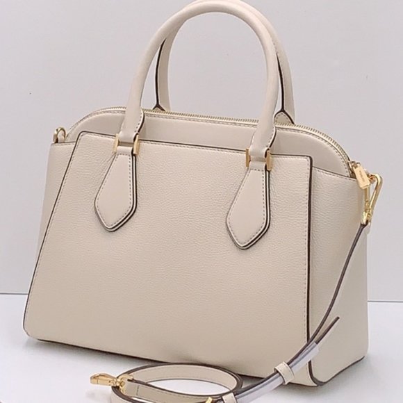 Michael Kors Daria Large Satchel Bag Leather Light Cream - Picture 2 of 15